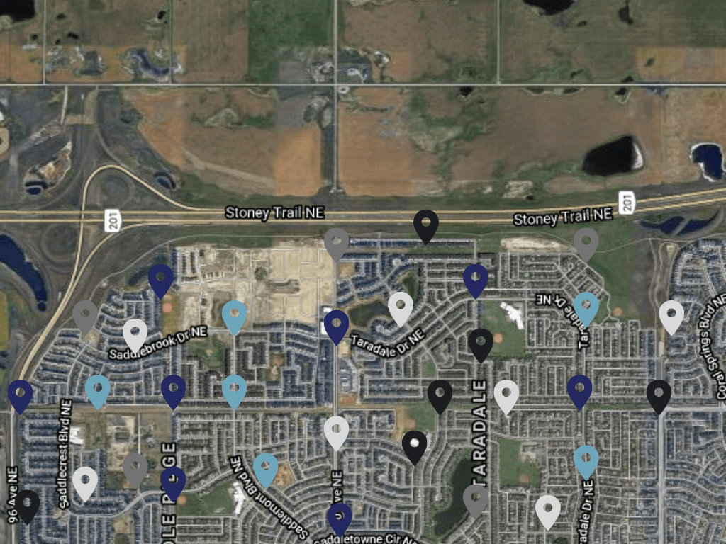 This image depicts multiple endpoints that are scattered along a sewage system throughout the Taradale area.   